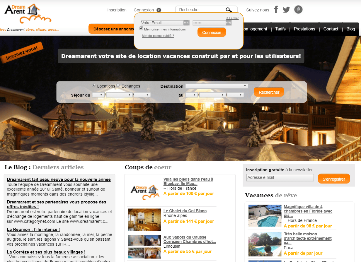 Dreamarent, un site de locations de vacances et d’échanges avec