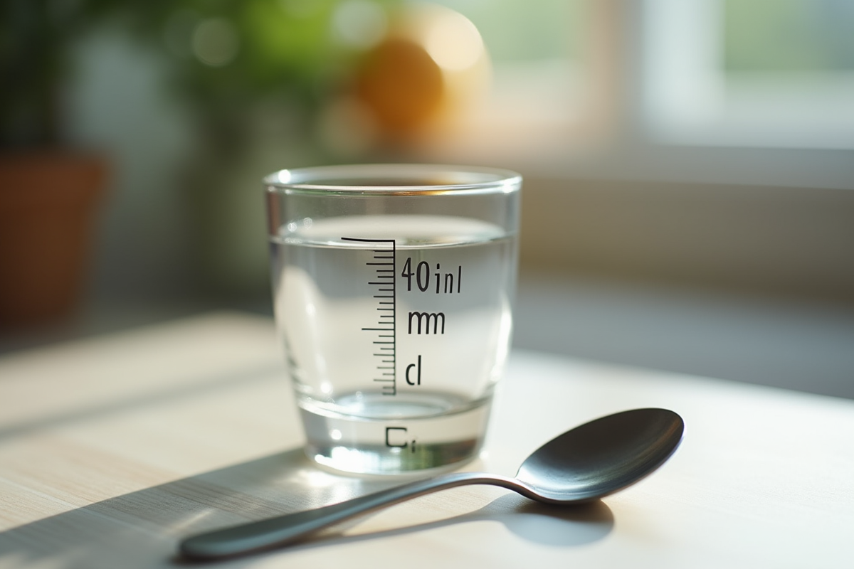 Cuillere en metal et graphique de conversion ml cl en cuisine