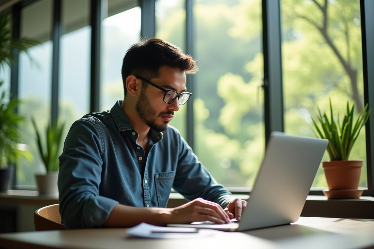Experte marketing digital française travaillant sur un ordinateur à Chiang Mai