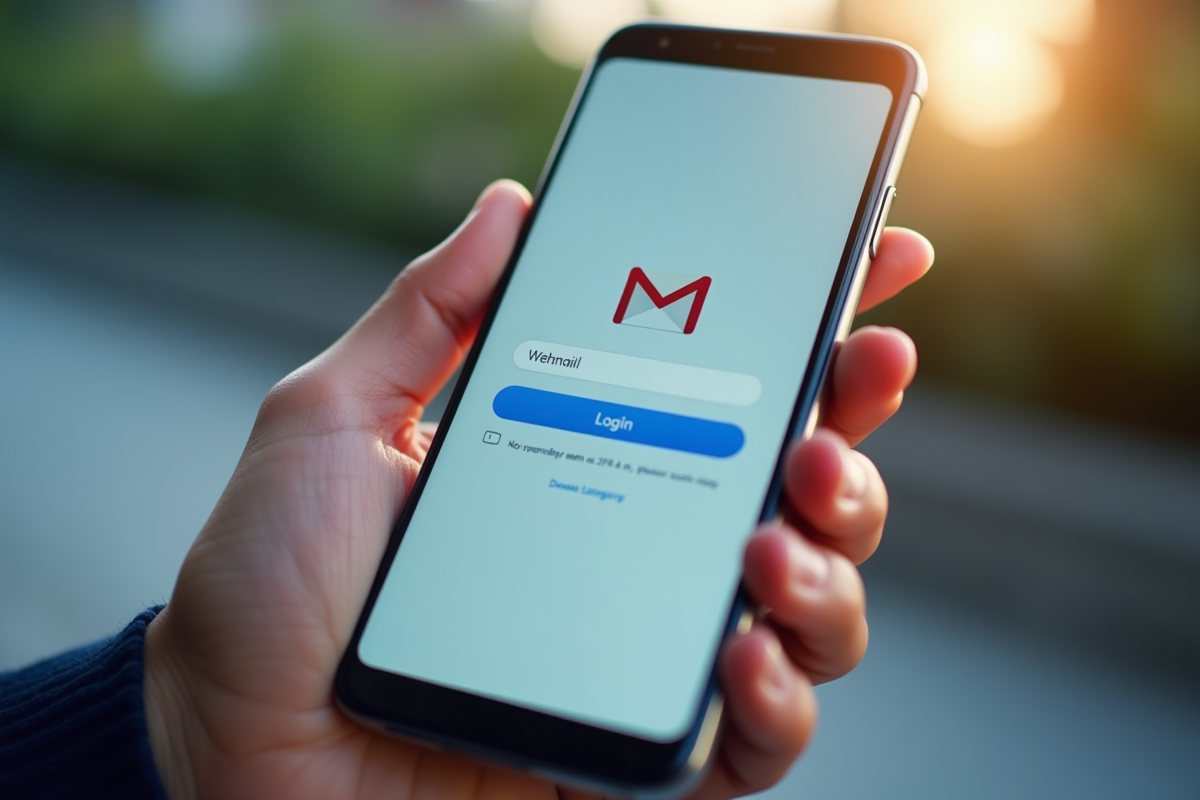 Zoom sur un smartphone affichant une page de connexion webmail