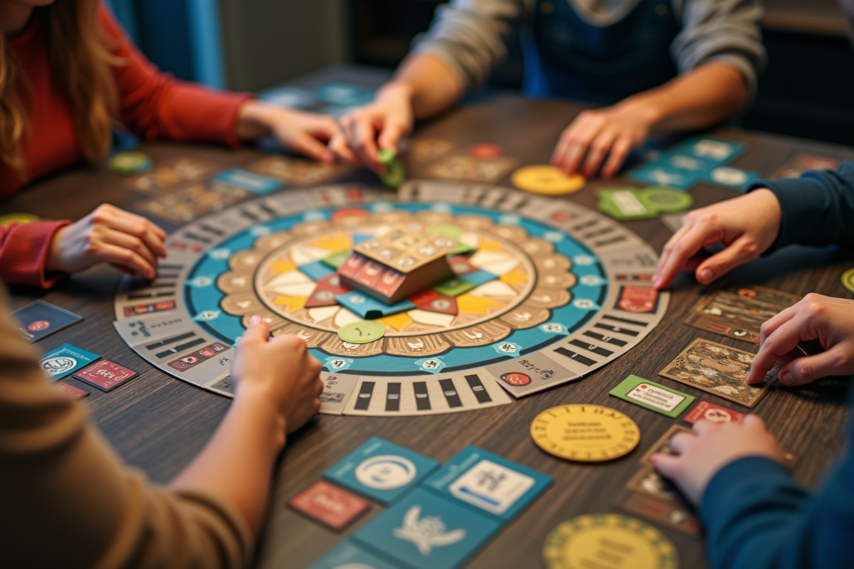 Table de jeu organisée avec cartes et jetons etiquettes d erreurs