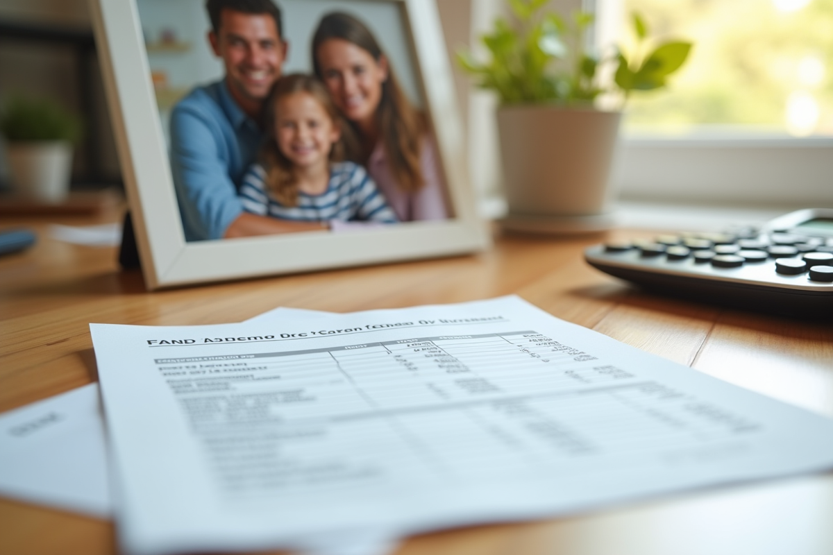 Relevé bancaire et calculatrice sur une table en famille