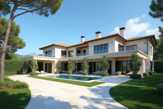 Villa de luxe avec jardins et allée élégante sur la Côte d'Azur