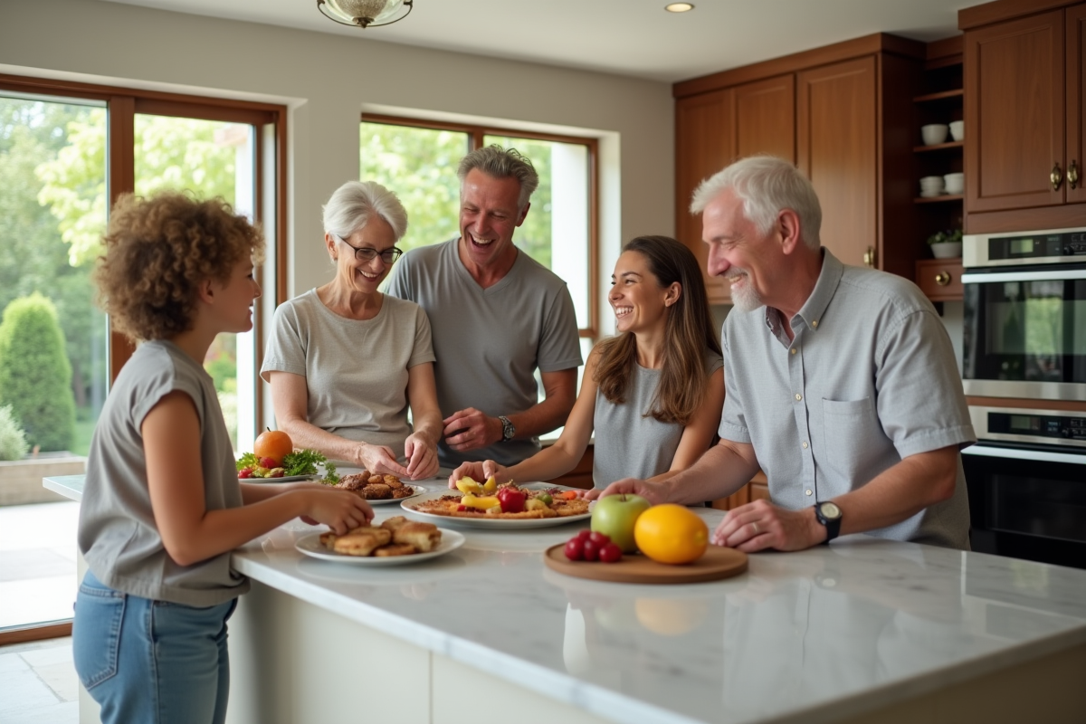 Famille réunie autour d