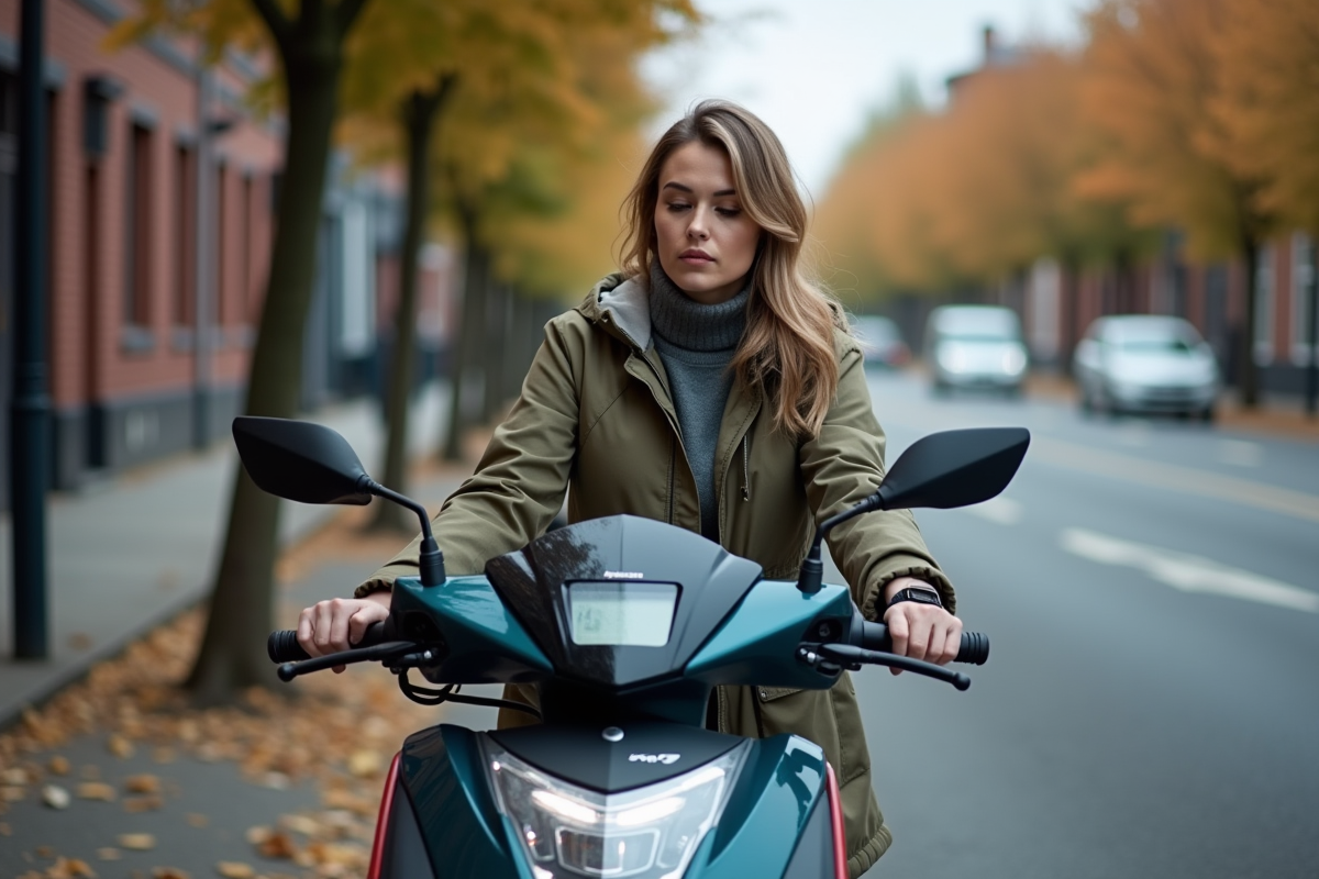Femme vérifiant le tableau de bord d