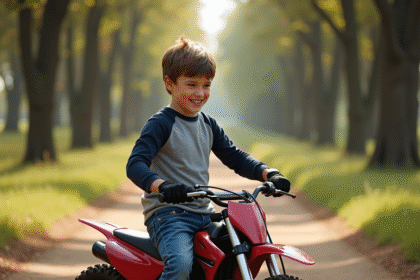 Garçon de 10 ans en motocross regardant les contrôles