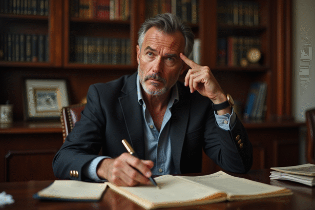 Homme d'âge moyen en costume dans un bureau classique