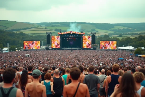 Foule immense devant la scène principale du festival des Vieilles Charrues en Bretagne lors de l'édition 2026