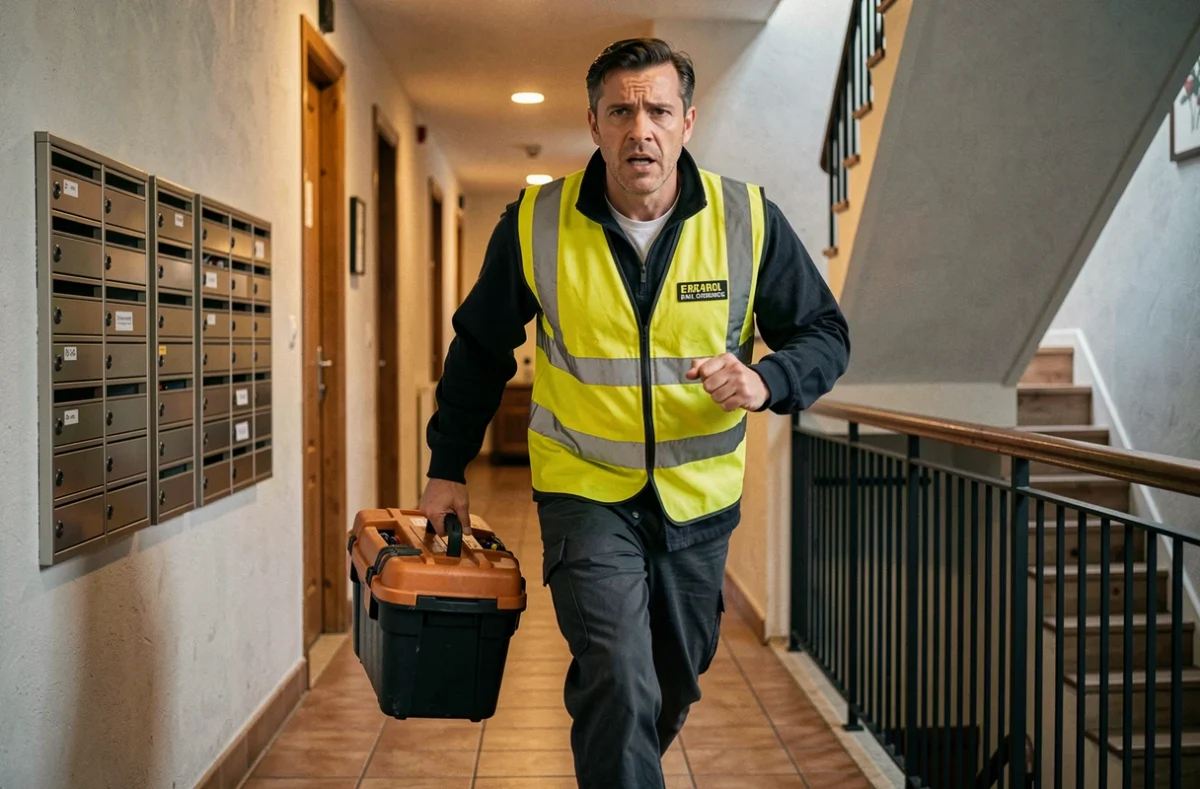 Technicien de Selfcity Bordeaux en intervention urgente de dépannage chauffage dans un immeuble à Bordeaux